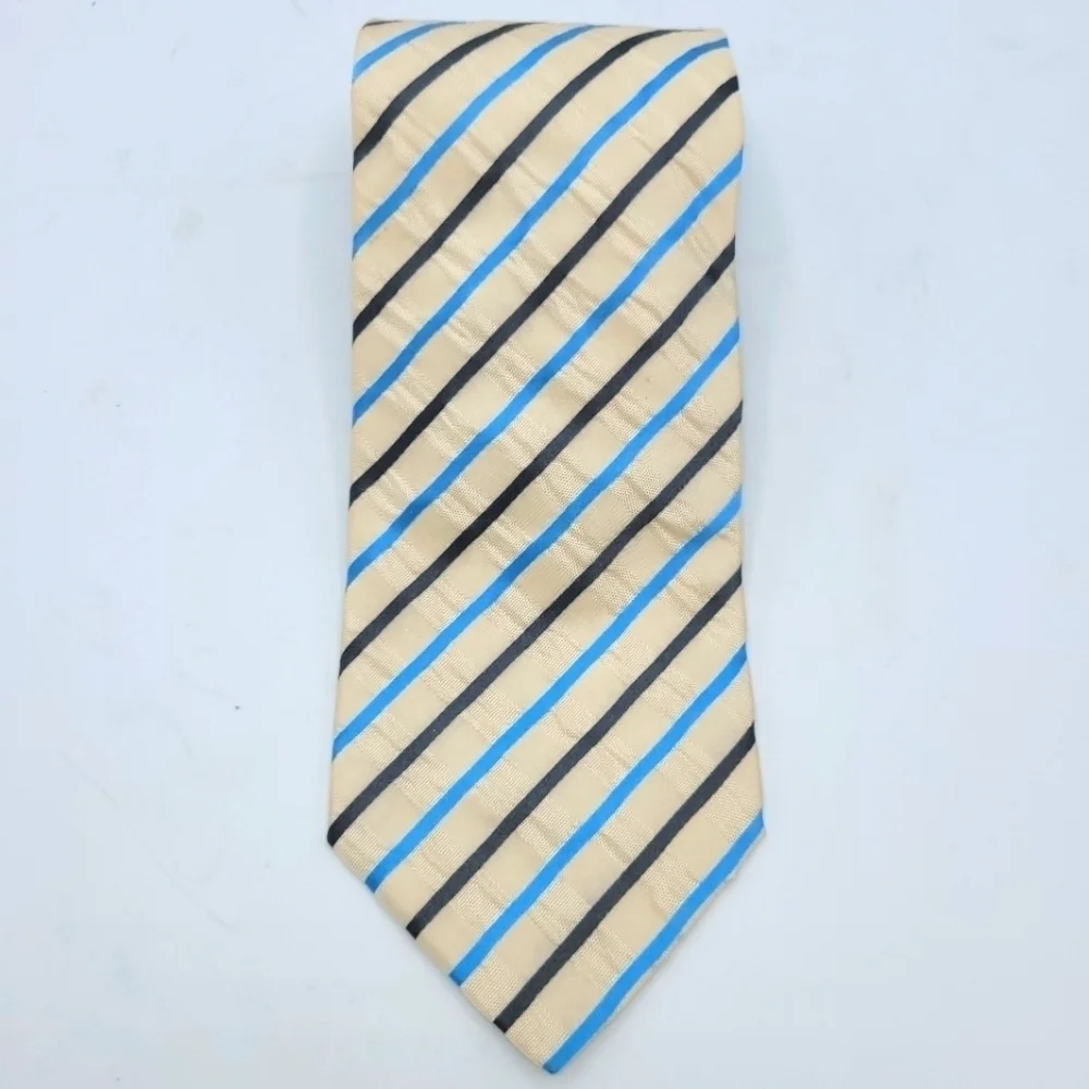 DOLCE & GABBANA Vintage SilK Cream Shimmery and Turquoise Stripped Tie